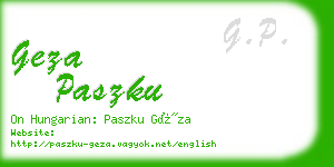 geza paszku business card